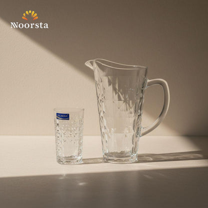 Royal Diamond-Cut Crystal Glass Serving Set - Pitcher & Tumblers