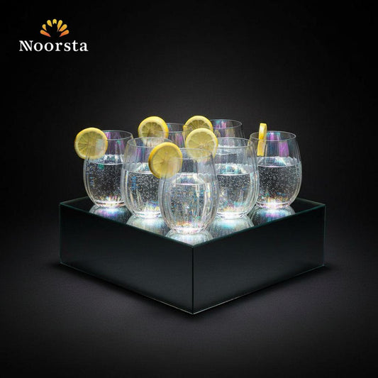 طقم كوبايات زجاج مضلع بألوان الطيف 6 قطع - Iridescent Ribbed Glass Tumbler Set 6 Pieces - Noorsta