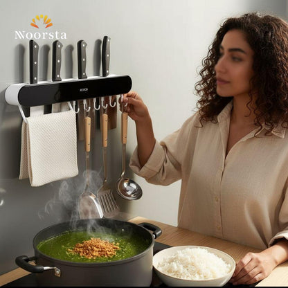 Noorsta™ Elite Wall-Mounted Multifunctional Kitchen Organizer & Knife Rack