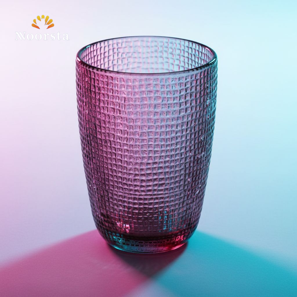 طقم كوبايات شيك لتقديم العصير والمية - Textured glass cup set for cold beverages - Noorsta