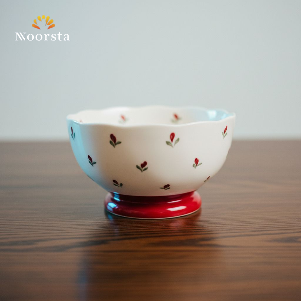 بولة بورسلين شيك للشوربة والسلطة - Elegant Floral Porcelain Serving Bowl - Noorsta
