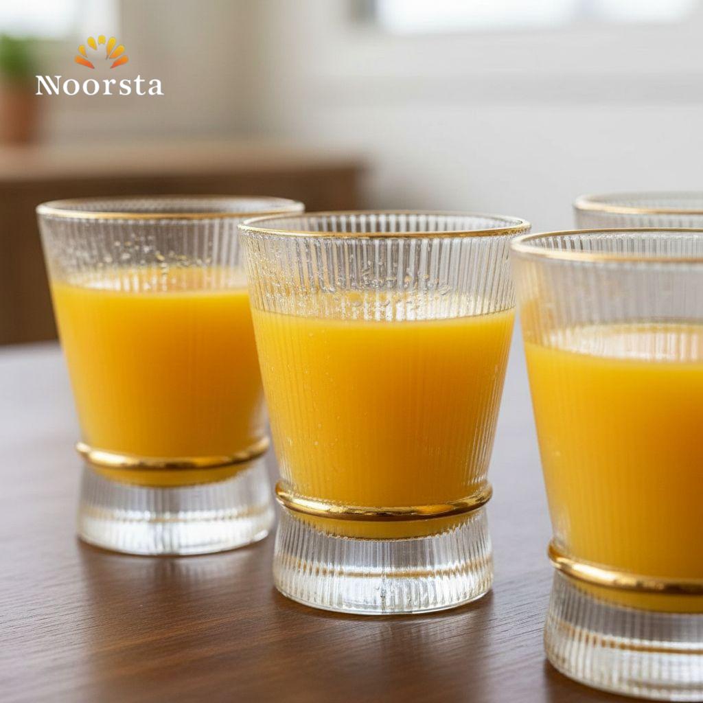 طقم أكواب لومينا الزجاجية المضلعة بحزام ذهبي