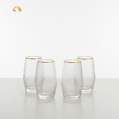 طقم أكواب زجاجية بتصميم 'غلاسيير' المطرّق وحافة ذهبية - 6 قطع