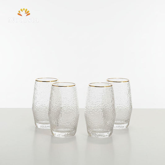 طقم أكواب زجاجية بتصميم 'غلاسيير' المطرّق وحافة ذهبية - 6 قطع