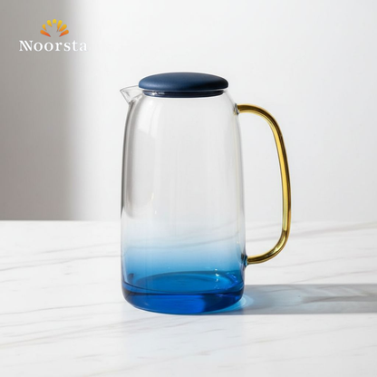 شفشق زجاج حراري شيك بيد دهبي - Premium Thermal Glass Pitcher with Gold Handle - Noorsta