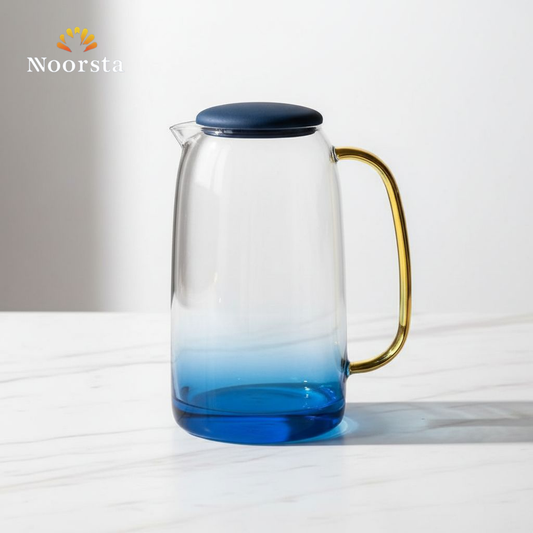 شفشق زجاج حراري شيك بيد دهبي - Premium Thermal Glass Pitcher with Gold Handle - Noorsta