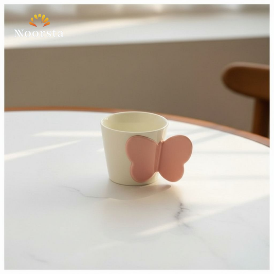 مج بورسلين شيك بتصميم فراشة للقهوة والشاي - Elegant Porcelain Butterfly Mug for Coffee and Tea - Noorsta