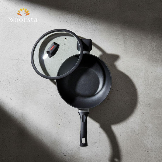 طاسة جرانيت غويطة مقاس 26 بغطاء بايركس - Premium Deep Granite Frying Pan 26cm - Noorsta