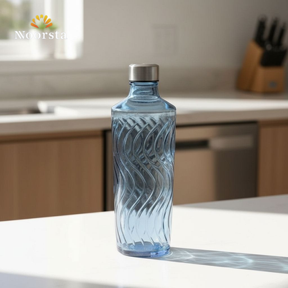 قزازة عصير ومياه زجاج شيك جدا للتقديم والتلاجة - Premium Wavy Glass Water and Juice Bottle - Noorsta
