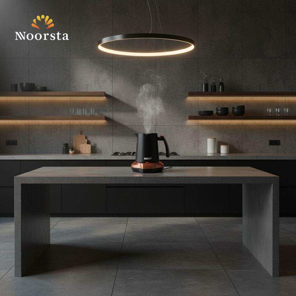 كاتل كهربائي سريع التحضير للقهوة والشاي - Modern Matte Black and Copper Electric Kettle by Gotech - Noorsta