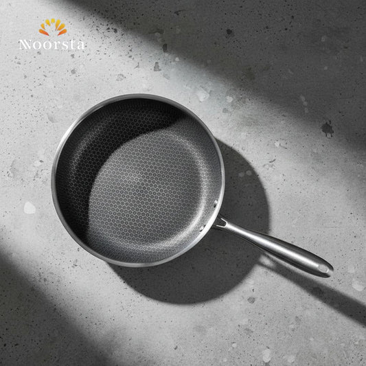طاسة ستانلس ستيل هاني كومب عملية جدا - Premium Honeycomb Stainless Steel Frying Pan - Noorsta