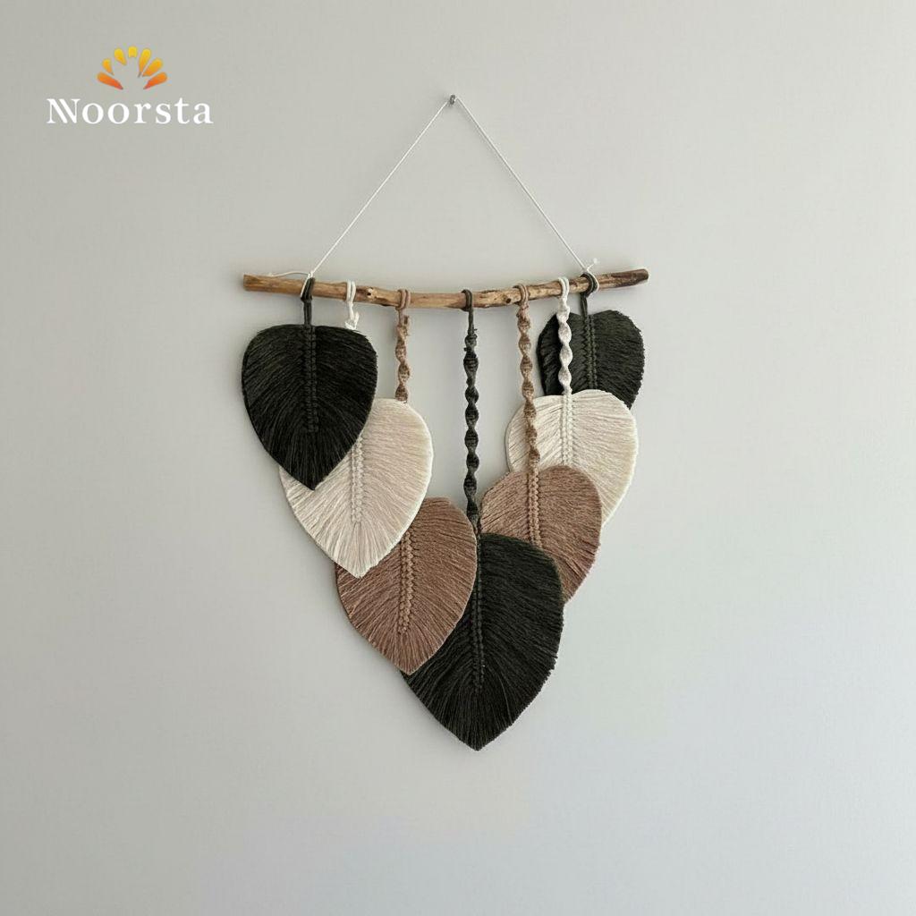 جدارية مكرمية بوهيمي شيك للبيت - Boho Chic Macrame Leaf Wall Hanging - Noorsta