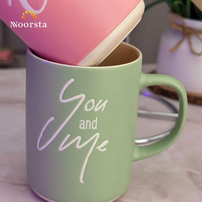 طقم مجات بورسلين مط ٤ قطع بالستاند - Modern Matte Porcelain Mug Set 400ml - Noorsta