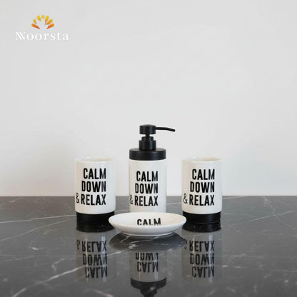 طقم حمام بورسلين 4 قطع شيك جدا لجهاز العروسة - Modern Porcelain Bathroom Accessories Set 4 Pieces - Noorsta