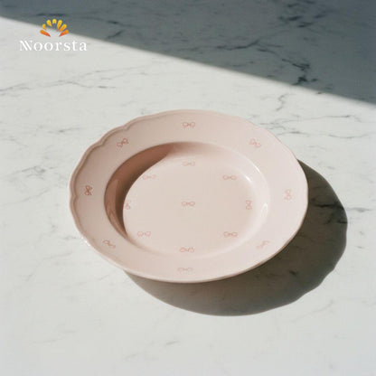 طبق غويط بورسلين بفيونكات لتقديم الشوربة والمكرونة - Chic Scalloped Porcelain Deep Plate - Noorsta