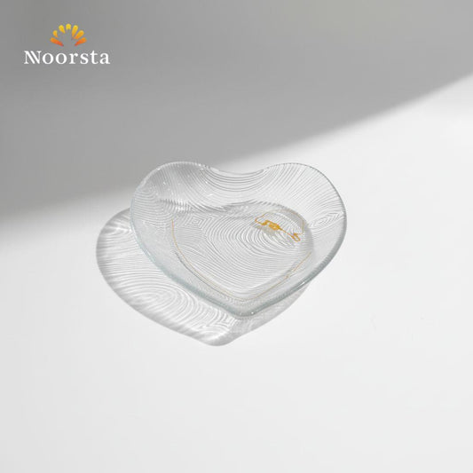 Ripple Heart Crystal Saucer with Gold Signature