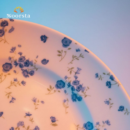 طقم عشاء بورسلين فلوري ١٨ قطعة شيك جدا - Elegant Blue Floral Porcelain Dinner Set 18 Pieces - Noorsta