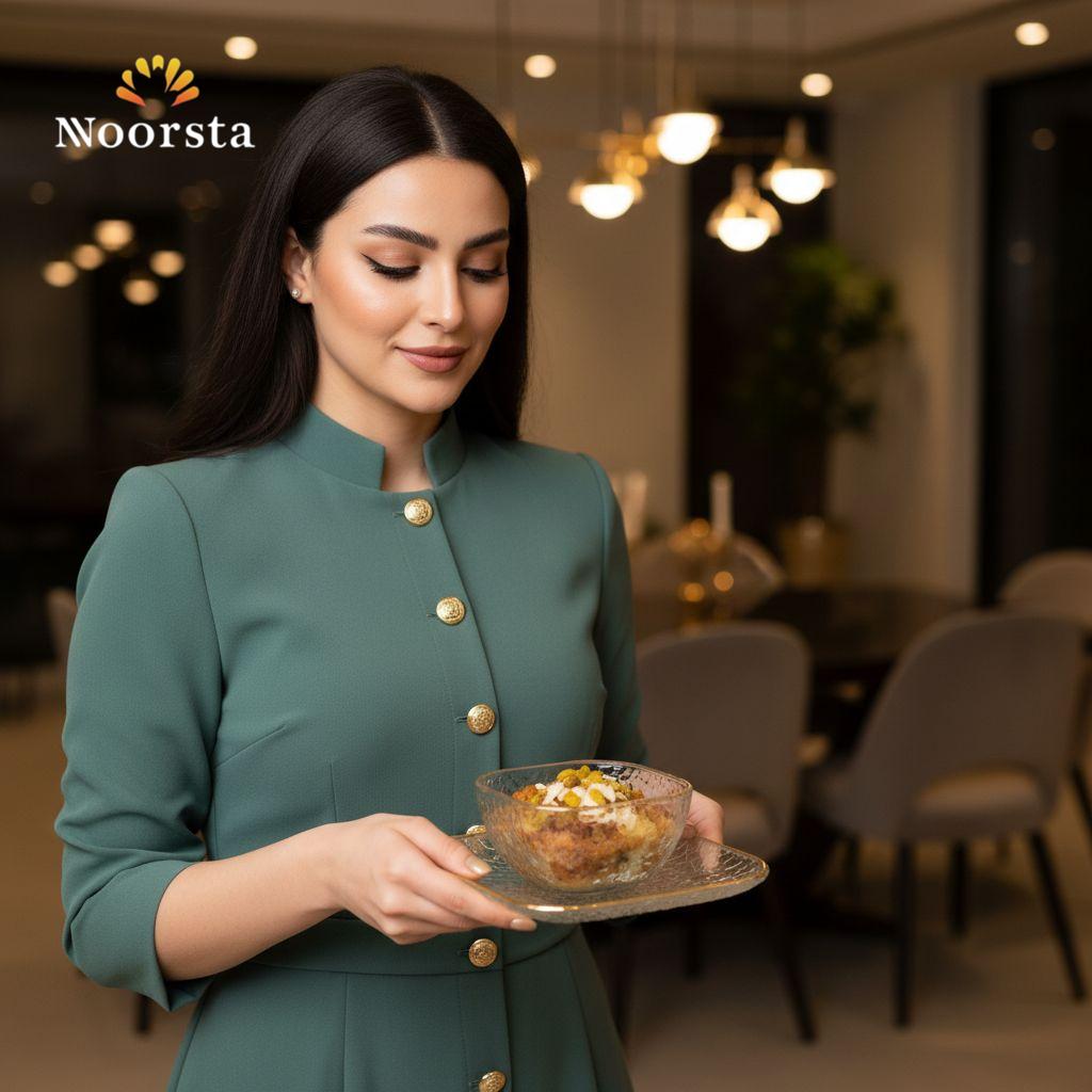 طقم خشاف زجاجي منقرش بحواف ذهبية لتقديم الحلويات والمكسرات - Elegant Textured Glass Dessert Set with Gold Rim - Noorsta