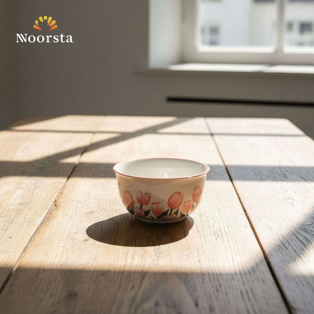 طقم بولات بورسلين بنقشة التيوليب لتقديم الشوربة والحلويات - Elegant Porcelain Tulip Dessert and Soup Bowls - Noorsta