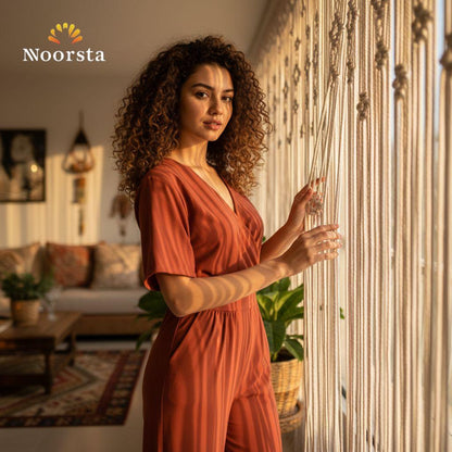 ستارة مكرمية هاند ميد شيك جدا - Artisan Handmade Macrame Window Curtain - Noorsta