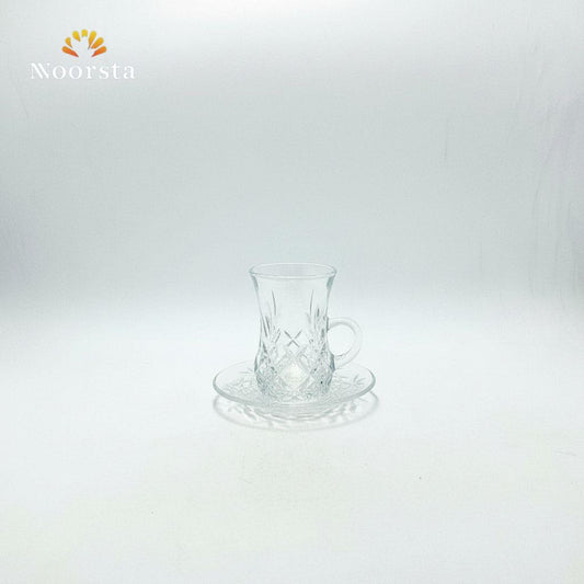 Deli Luxury Crystal-Cut Glass Tea Cup & Saucer Set (12-Piece)