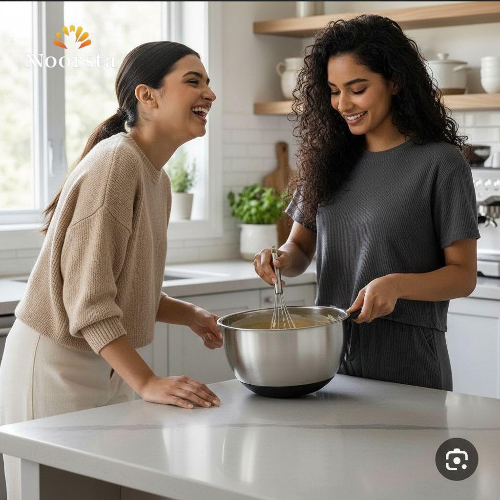 بولة خلط وعجن ستانلس ستيل بقاعدة سيليكون - Professional Stainless Steel Mixing Bowl with Non-Slip Base - Noorsta