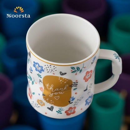مج بورسلين شيك برسومات مبهجة للقهوة والشاي - Chic Floral Porcelain Coffee Mug 400ml - Noorsta