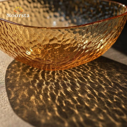 Amber Glow Hammered Glass Serving Set - 7 Piece Luxury Collection