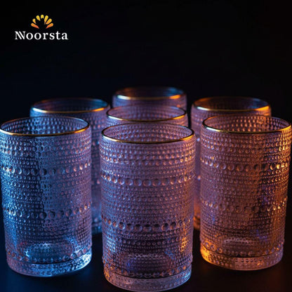 طقم كوبايات شوب زجاج محبب حراري 6 قطع - Premium Textured Heat-Resistant Glass Cup Set - Noorsta