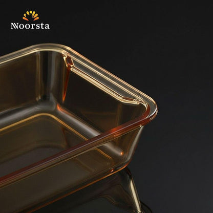 طاجن بايركس مستطيل للفرن لون عسلي سعة 2.4 لتر - Premium Amber Glass Rectangular Baking Dish 2.4L - Noorsta