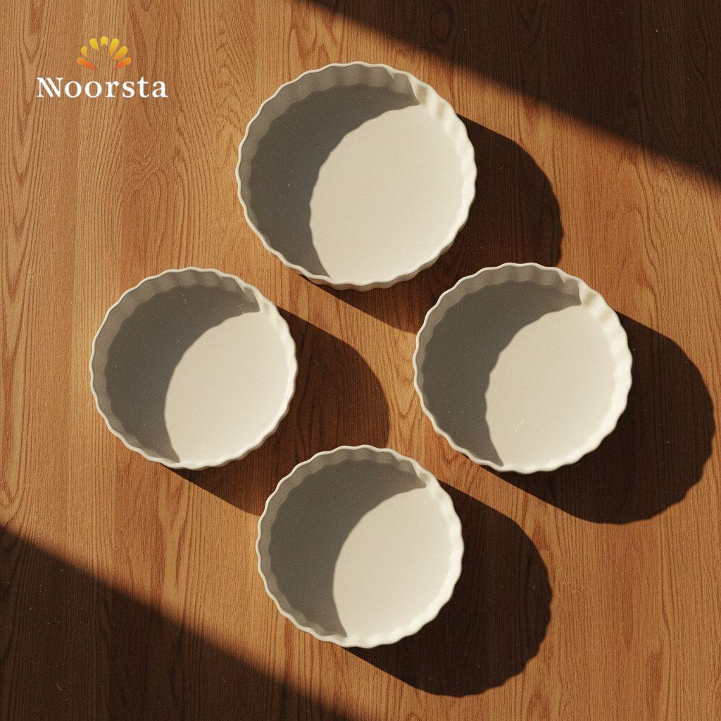 طقم طواجن بورسلين تركي شيك للفرن والتقديم - Premium Fluted Porcelain Baking Dish Set - Noorsta