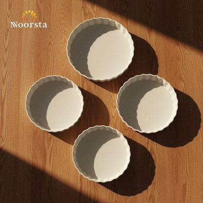 طقم طواجن بورسلين تركي شيك للفرن والتقديم - Premium Fluted Porcelain Baking Dish Set - Noorsta