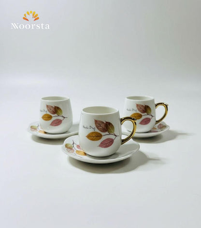 طقم فناجين قهوة شيك لتقديم الضيوف - Meadow Story Botanical Porcelain Espresso Cup Set - Noorsta