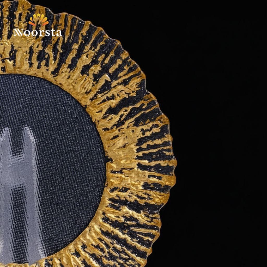طقم جاتوه دهبي شيك لتقديم الحلويات - Elegant Gold-Rimmed Textured Glass Dessert Plate Set - Noorsta