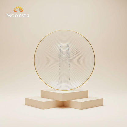 طقم عشاء زجاجي فاخر بتصميم مموج وحافة ذهبية