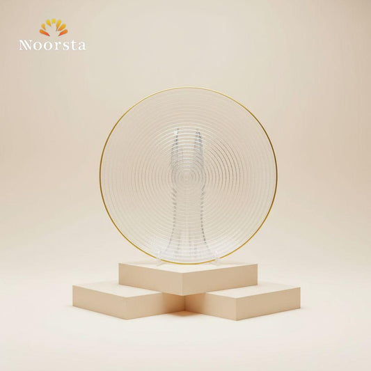 طقم عشاء زجاجي فاخر بتصميم مموج وحافة ذهبية