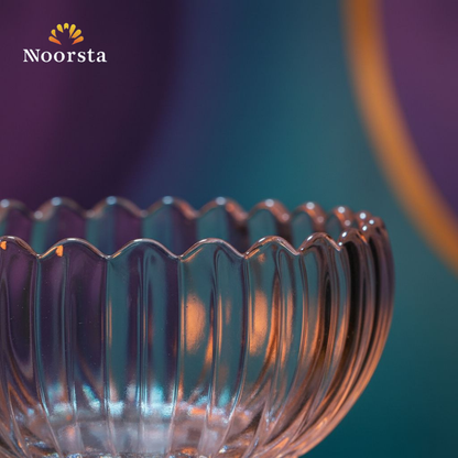بولة فاكهة كريستال غويطة لتقديم الضيوف - Elegant Clear Ribbed Crystal Fruit Bowl - Noorsta