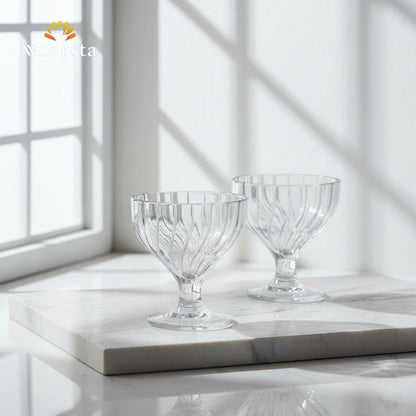 طقم كاسات ايس كريم وحلويات باساباتشي تركي شيك جدا - Authentic Turkish Pasabahce Glass Dessert Bowl Set - Noorsta