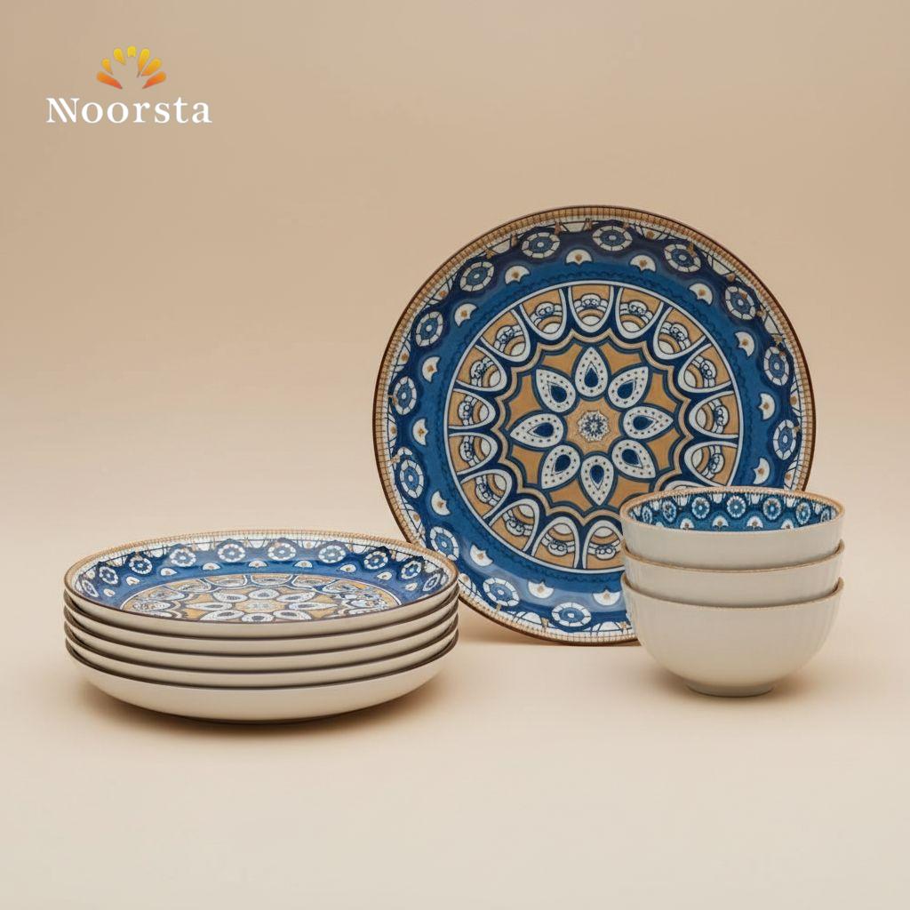 Vogue Royal Azure Mandala Ceramic Dinner Set - Bohemian Collection