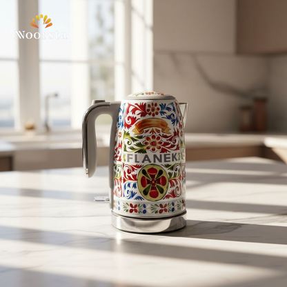 كاتل فلانيك بنقوش كلاسيكية شيك جدا لركن القهوة - Authentic FLANEK Patterned Electric Kettle with colorful vintage motifs - Noorsta