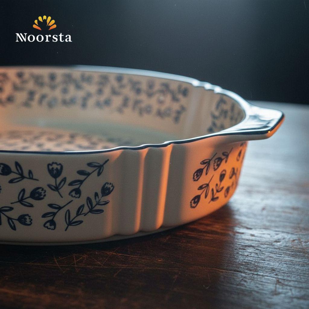 طقم طواجن بورسلين فلوري للفرن وعزومات رمضان - Authentic Floral Porcelain Baking Dish Set - Noorsta