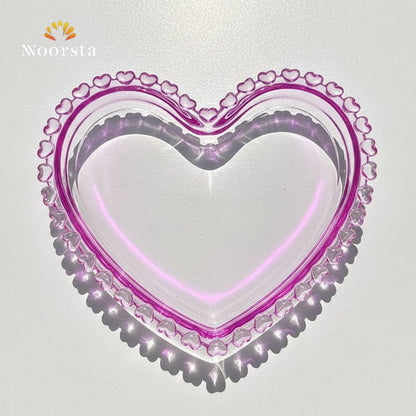طبق تقديم حلويات وجاتوه ازاز شيك بتصميم قلب بابلز - Elegant Clear Glass Heart Bubble Dessert Plate - Noorsta