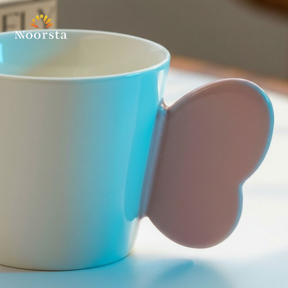 مج بورسلين شيك بتصميم فراشة للقهوة والشاي - Elegant Porcelain Butterfly Mug for Coffee and Tea - Noorsta