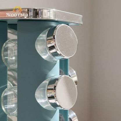 طقم توابل دوار شيك للمطبخ - Modern Rotating Glass Spice Rack Set - Noorsta