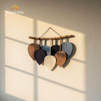 جدارية مكرمية بوهيمي شيك للبيت - Boho Chic Macrame Leaf Wall Hanging - Noorsta