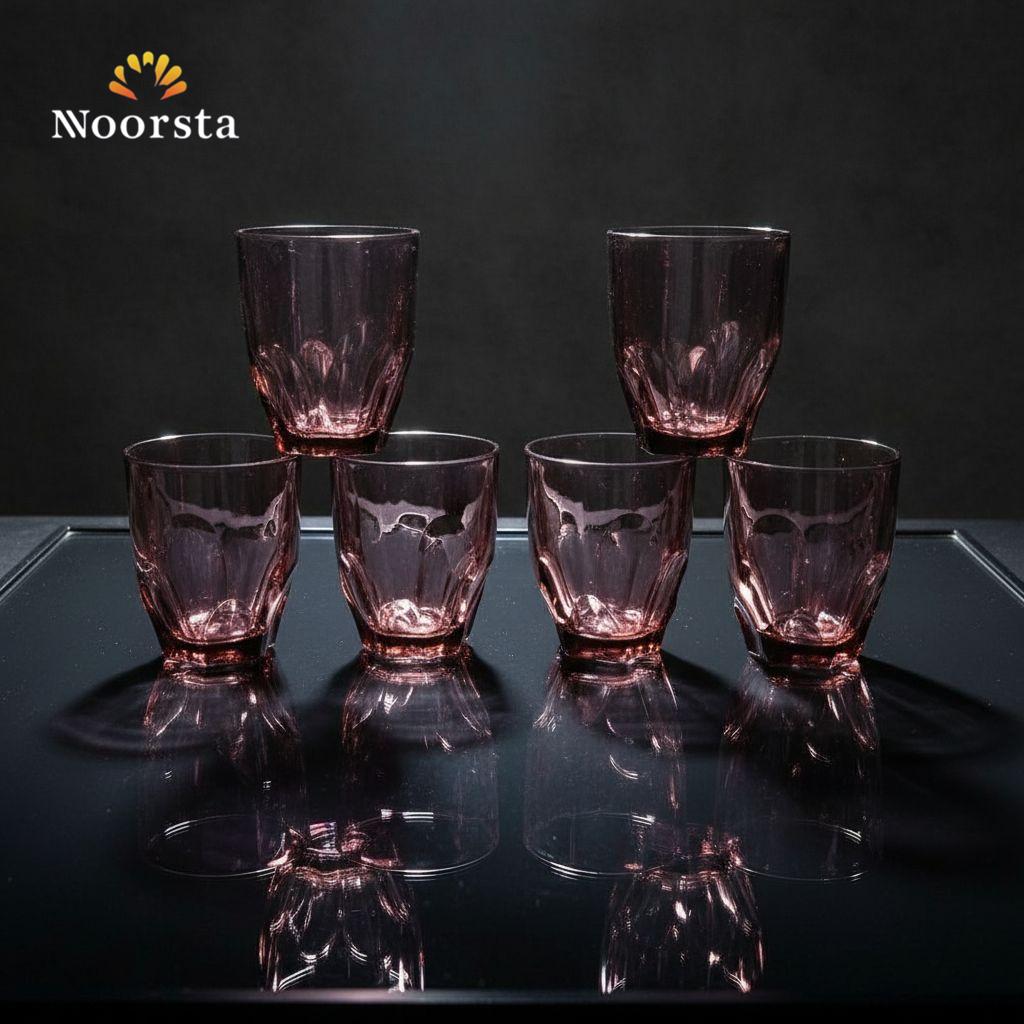 طقم كوبايات زجاج موڤ تقيل للسفرة - Elegant Mauve Heavy Glass Tumbler Set - Noorsta