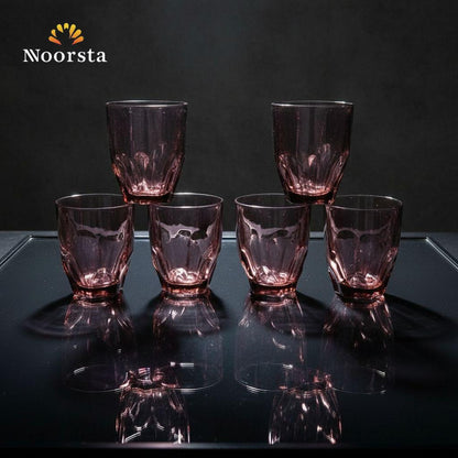 طقم كوبايات زجاج موڤ تقيل للسفرة - Elegant Mauve Heavy Glass Tumbler Set - Noorsta