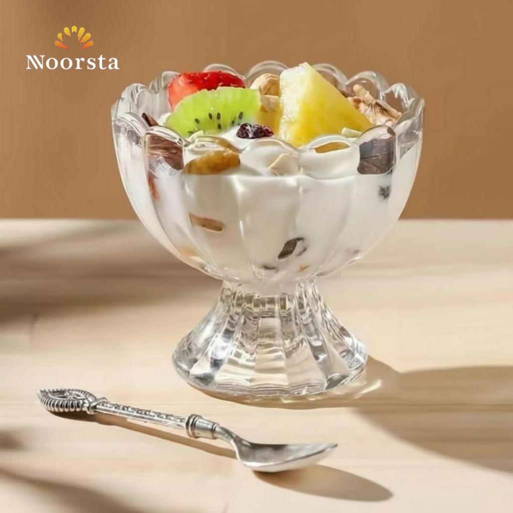 كأس تقديم حلى زجاجي مضلع بتصميم لومينا - قاعدة مرتفعة