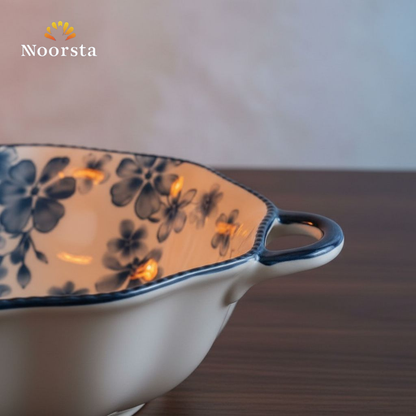 طاجن سيراميك حراري شيك للعزومات - Authentic Handcrafted Floral Ceramic Casserole Dish - Noorsta