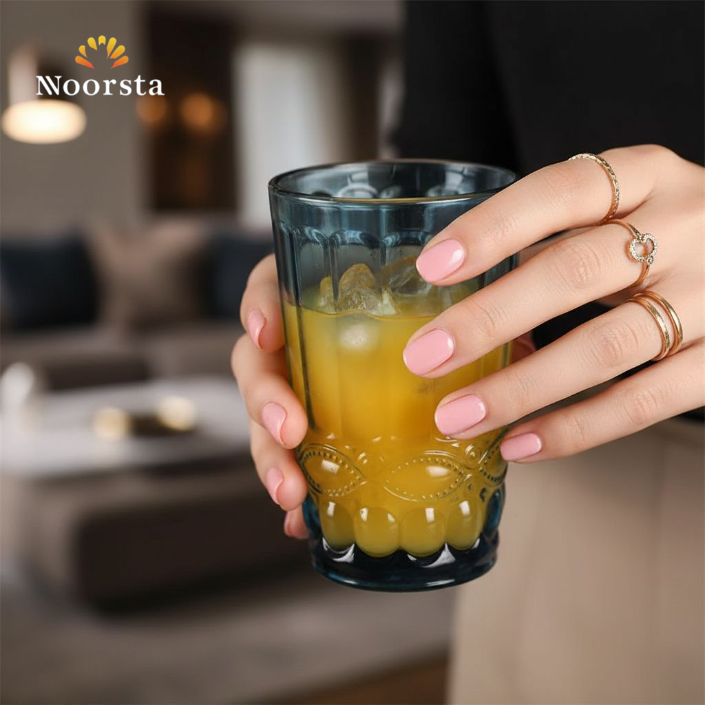 طقم شوب عصير زجاج كريستال الوان - Elegant Crystal Glass Tumbler Set - Noorsta